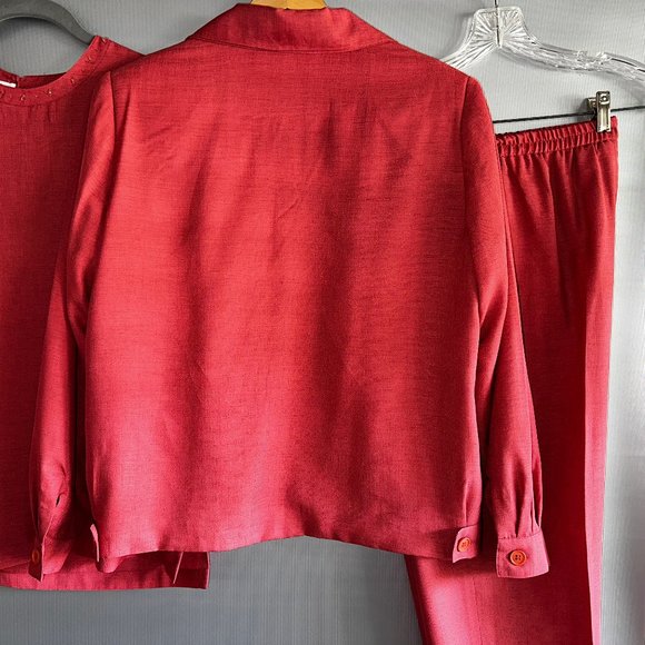 Vintage Patchington 3 pc Set seashell coral pink Jacket Pants Top sz S small - Picture 12 of 15